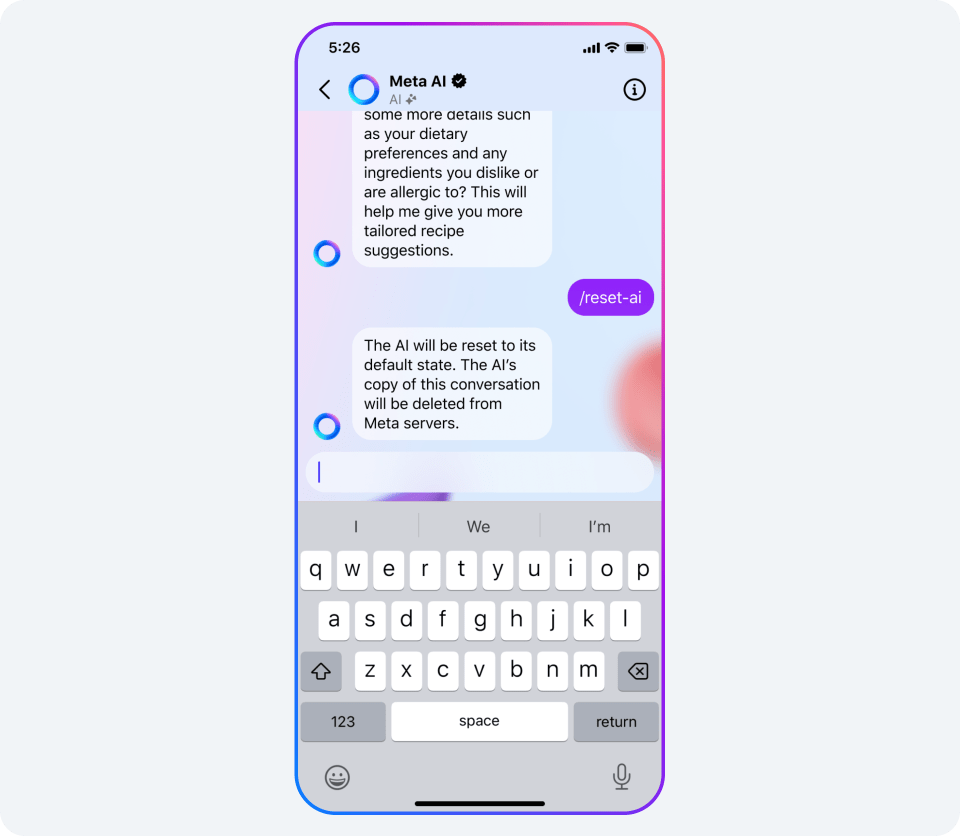 Product mock showing “/reset-ai” command