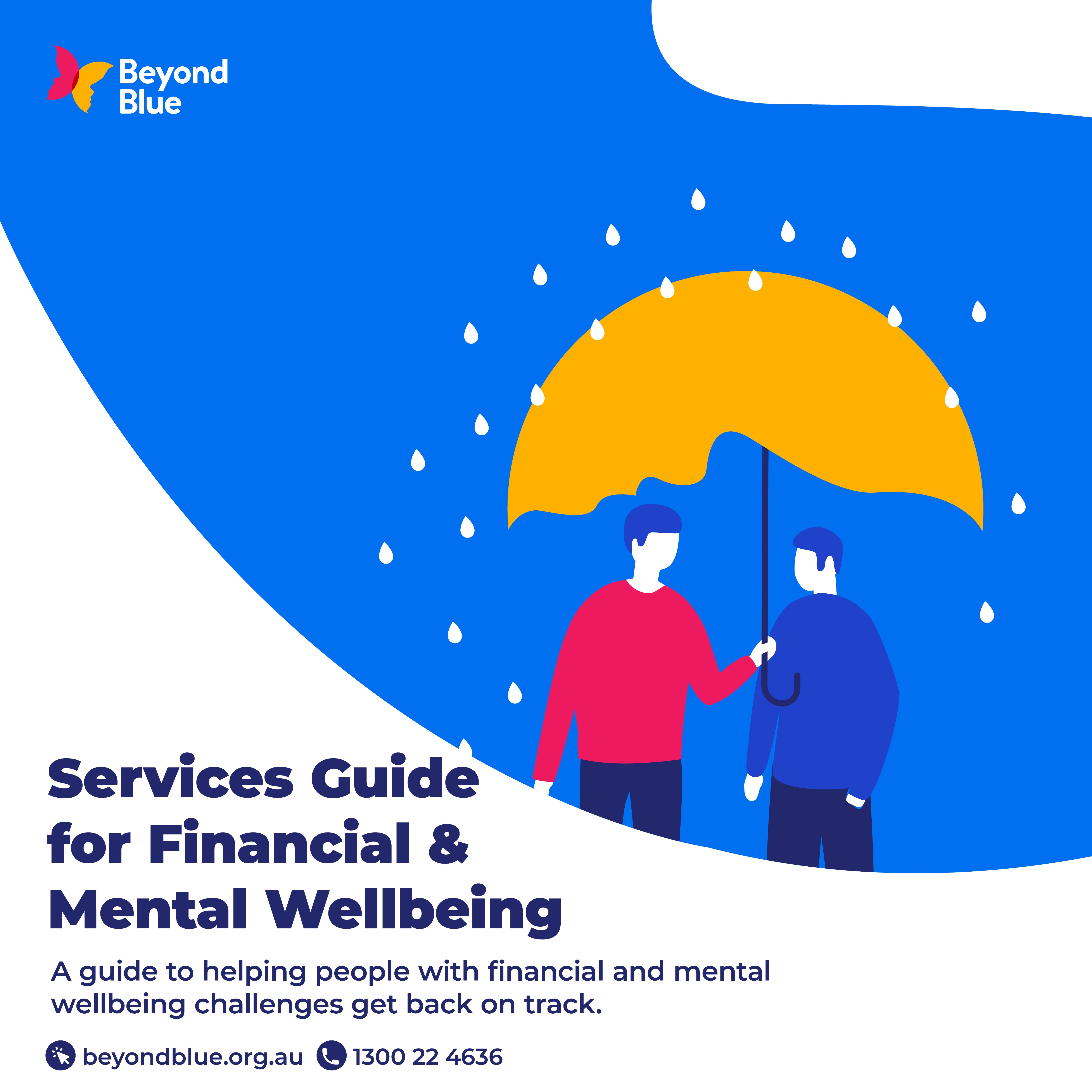 Graphic of two people under umbrella in rain