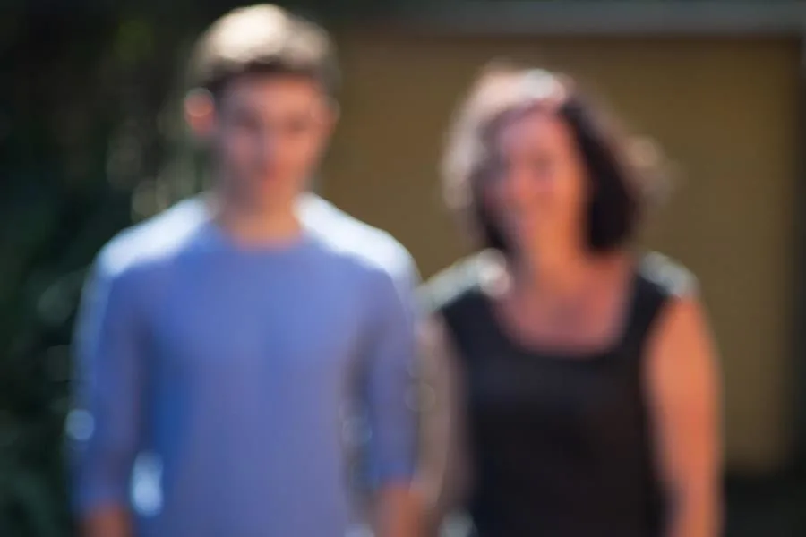 Mother with son blurred